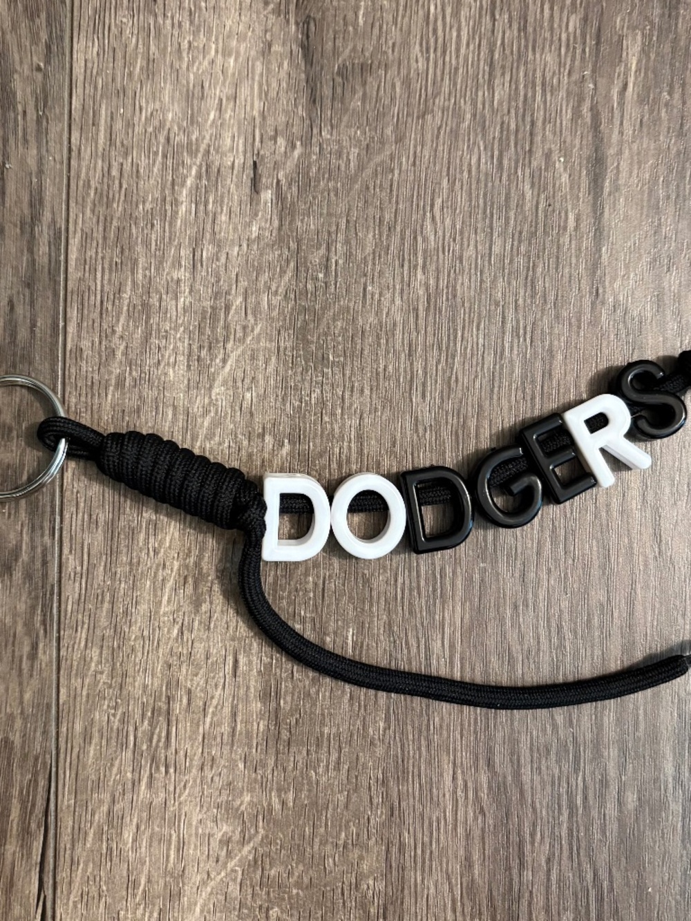 black and white handmade dodgers keychain